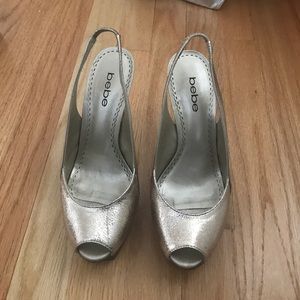 bebe peep-toe slingback heels